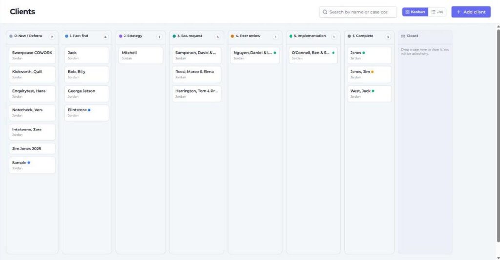 Risk Companion practice dashboard