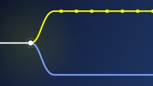 One path splitting into two, one modular and one continuous